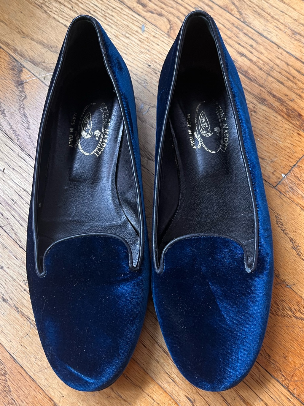 Ettore Masotti Royal Blue Velvet Slip-On Loafers